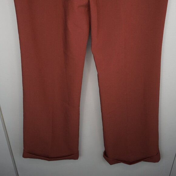 Paige Aracelli Pleated Cuff Hem Trouser Pants in Mahogany size 12 NWT - Picture 13 of 16